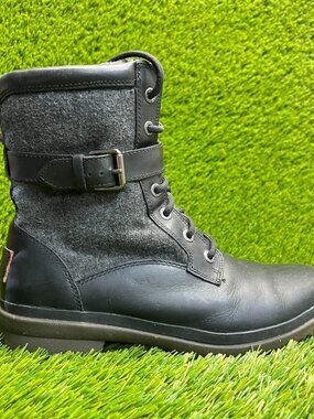 UGG Kesey Womens Size 7 Black Outdoor Leather Lace Up Waterproof Winter Boots